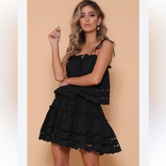 Seven Wonders Alannah Short Cotton Skirt Black Lined Size US 4 fits like XS - Picture 3 of 15